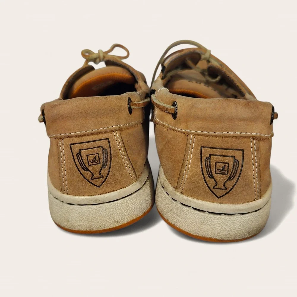 Sperry Docksiders Boat Shoes Preppy Nautical Coastal Men's Sz 9‎ GUC Tan Leather